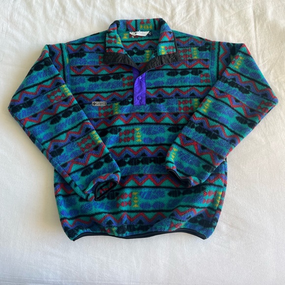 ✨COLUMBIA VIBRANT PATTERNED 1/4 SNAP PULLOVER - Picture 1 of 9
